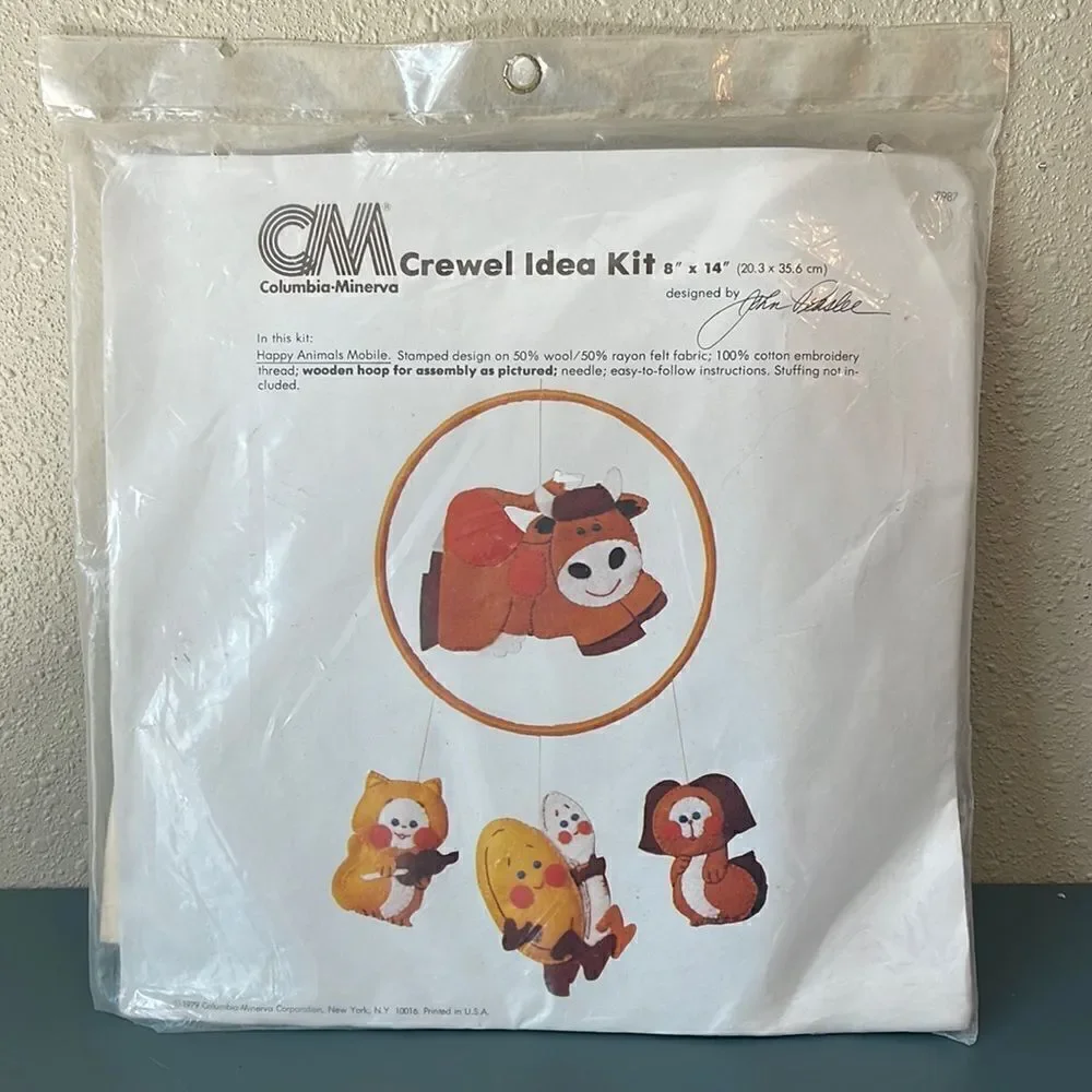 COLUMBIA-MINERVA Hey Diddle Diddle Crewel Craft Kit Vintage 1979 *NEW*